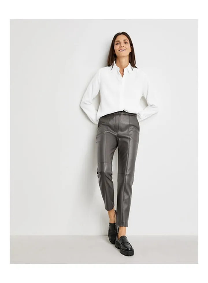 Faux Leather Trousers Brown