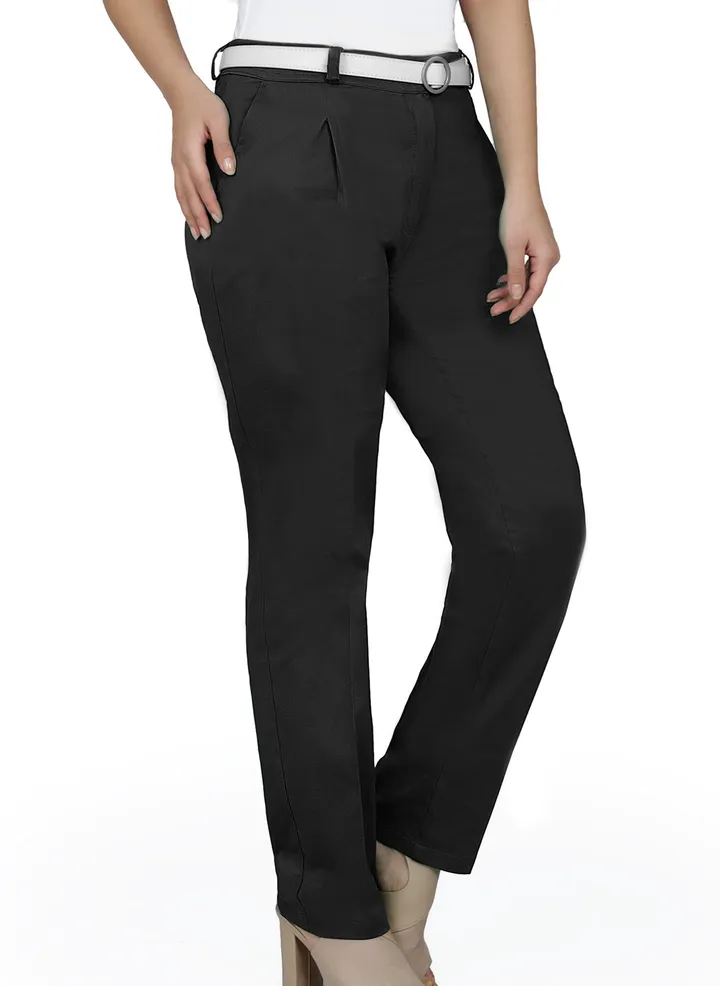Straight Leg Pants With Pockets - Black