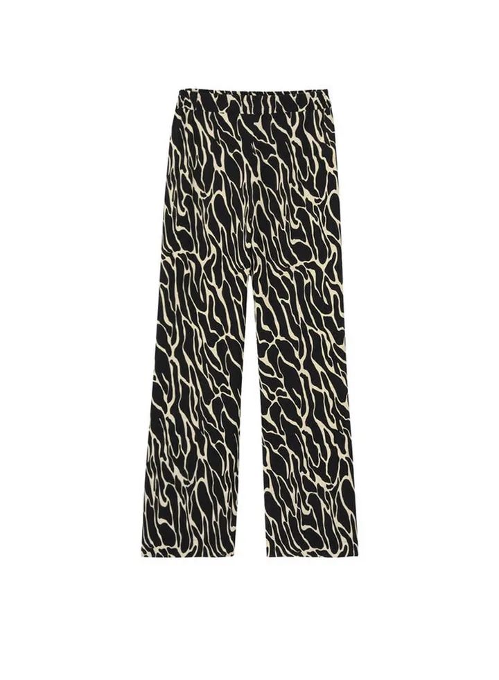 Wideleg zebra pattern trousers
