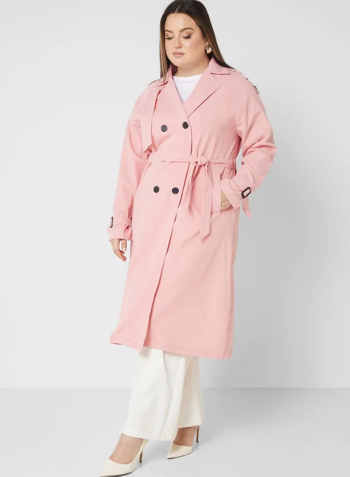 Button Down Pocket Detail Trench Coat