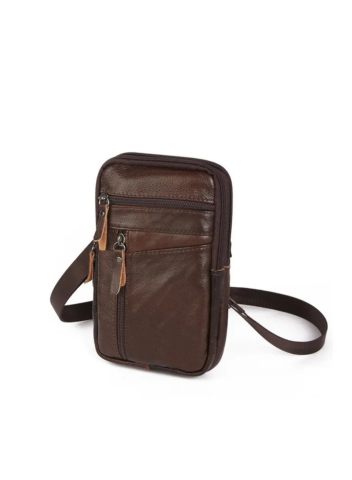 Genuine leather waist bag for men mobile phone bag