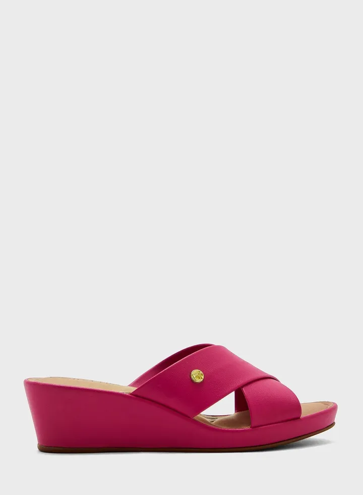 Cross Strap Low Heel Wedge Sandals