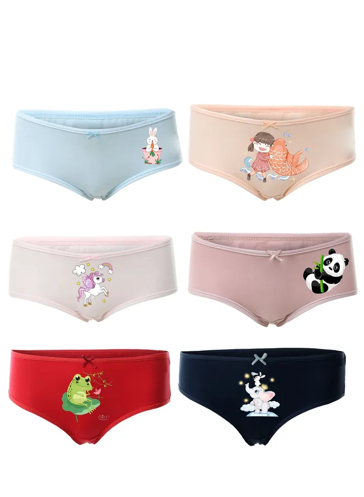 Bundle Of Six Ultra Soft Hipster Panties - For Girls