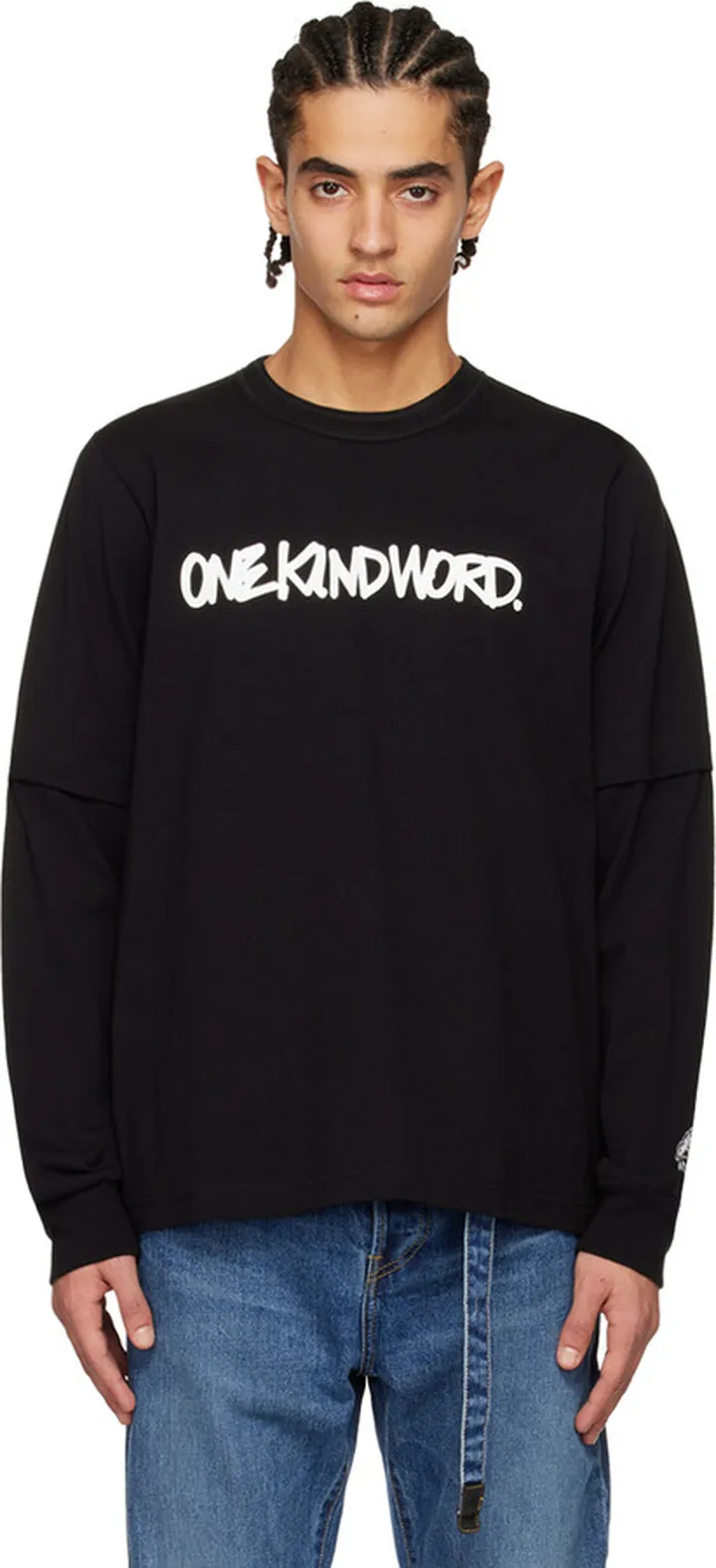 sacai Black 'One Kind Word' Long Sleeve T-Shirt