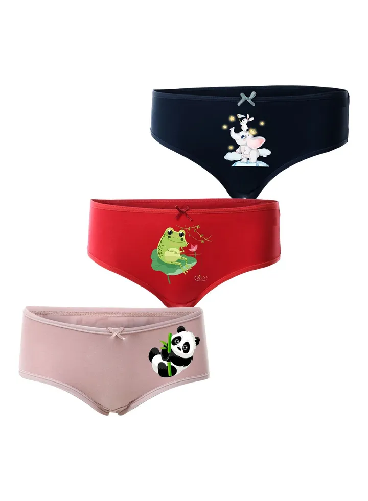Mesery Bundle Of Three Ultra Soft Hipster Panties - For Girls