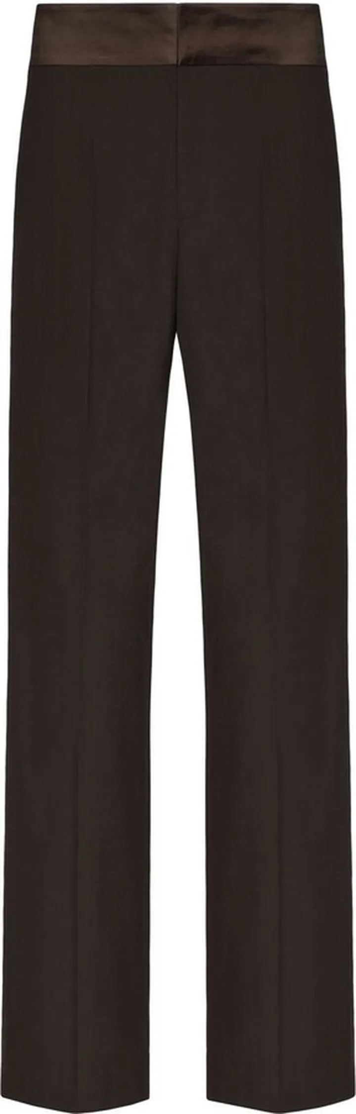 Contrasting-Waistband Straight-Leg Trousers