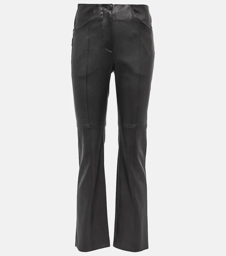 Mid-rise leather pants