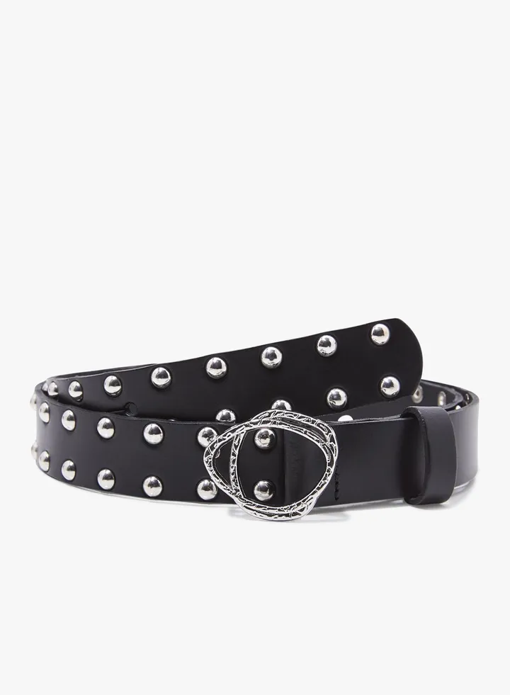 Studded Leather Belt Black