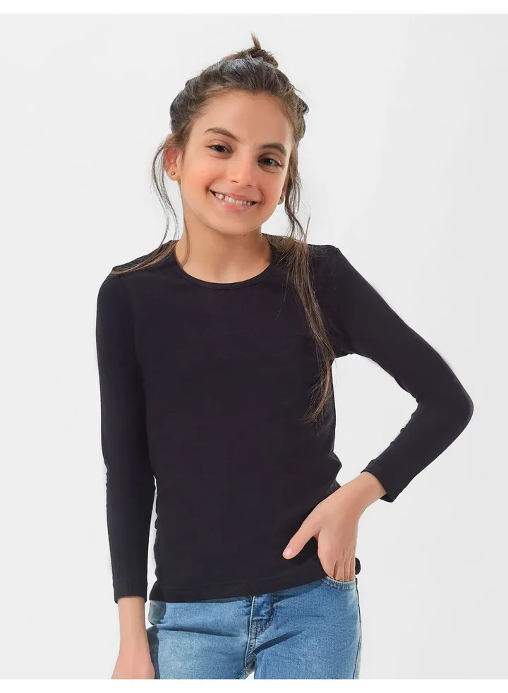 Mesery Undershirt Long Sleeves Top For Girls - Black