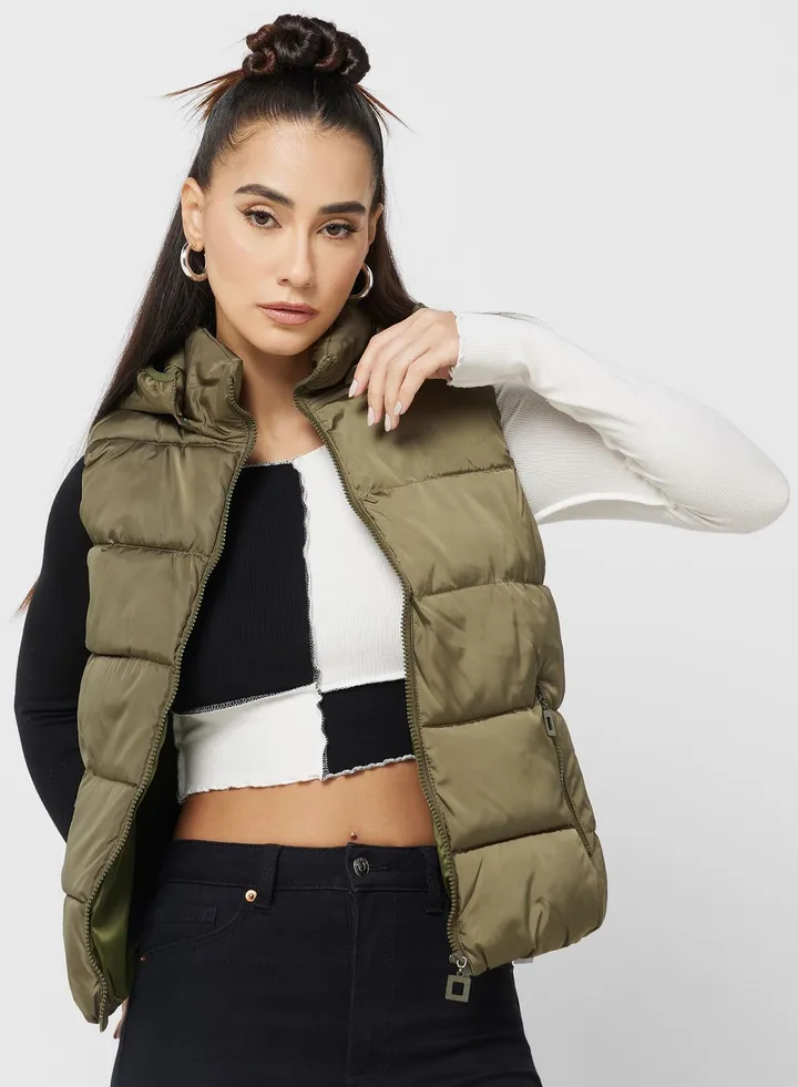 Urban Minx Padded Vest Jwith Hood