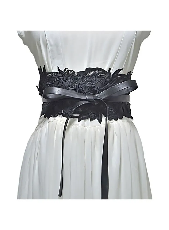 Women's Lace Faux Leather Bow Tie Corset Belts