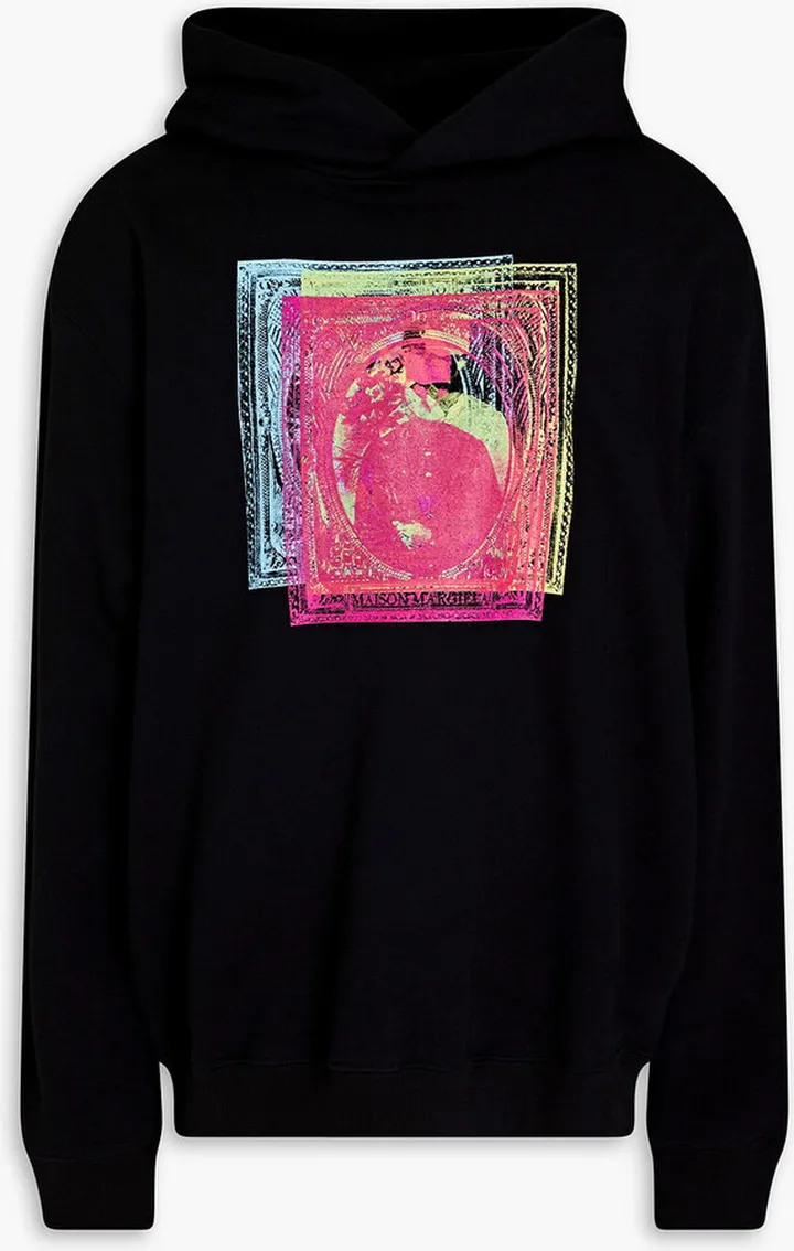 Printed French cotton-terry hoodie