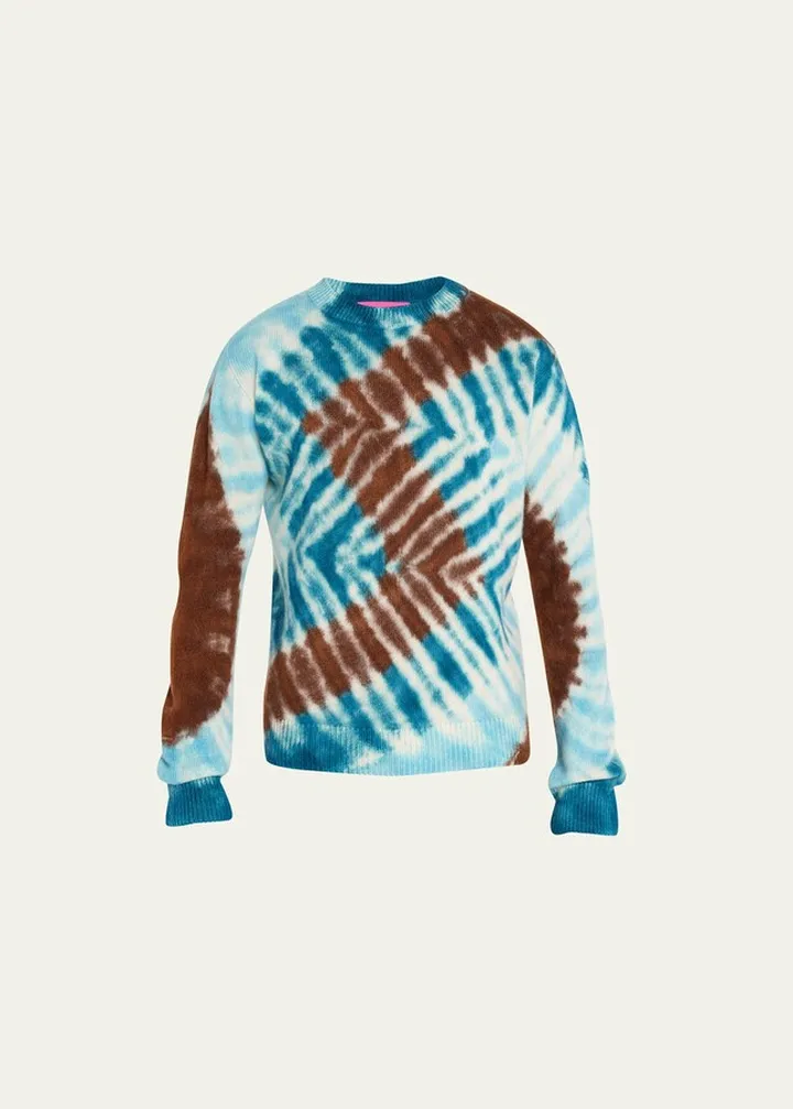 Men's Zigzag Tie-Dye Cashmere Sweater