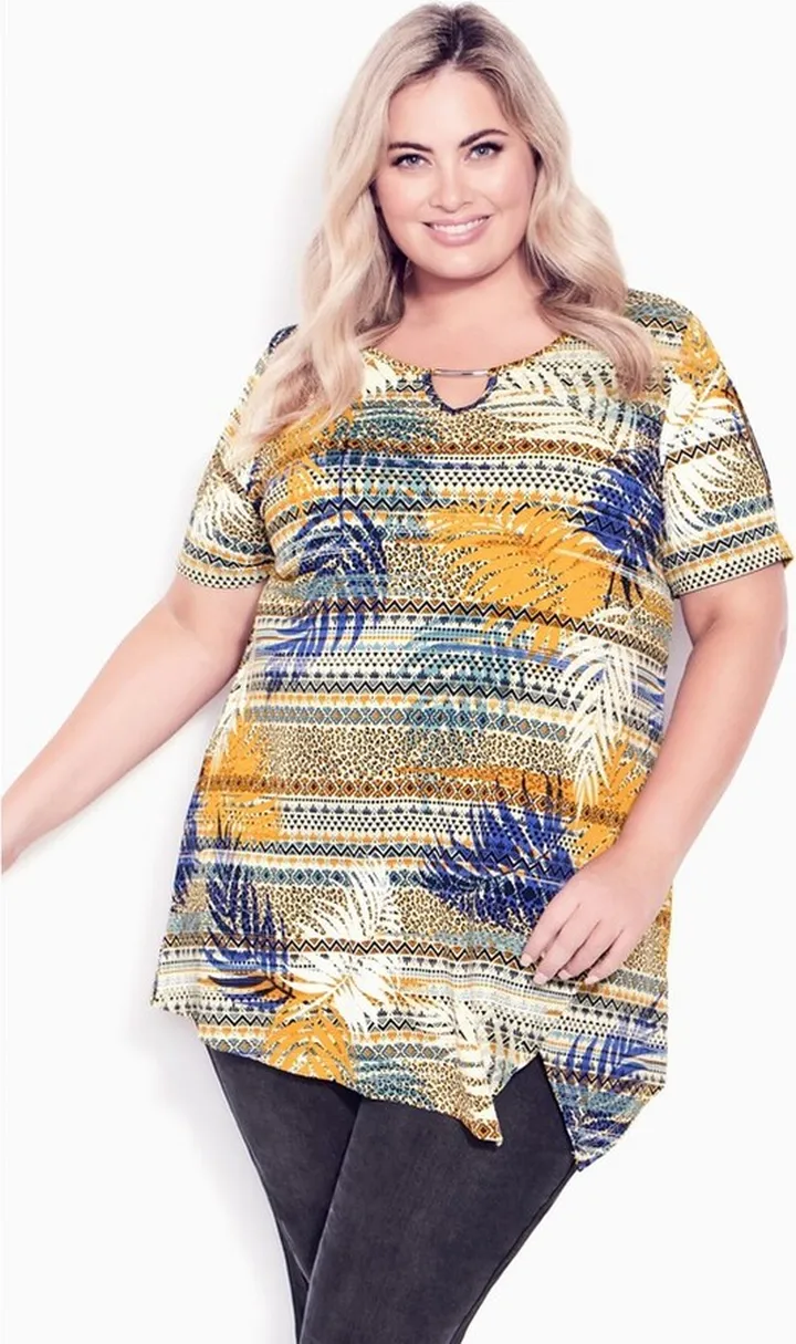 AVENUE | Women's Plus Size Estella Tunic - gold - 14W