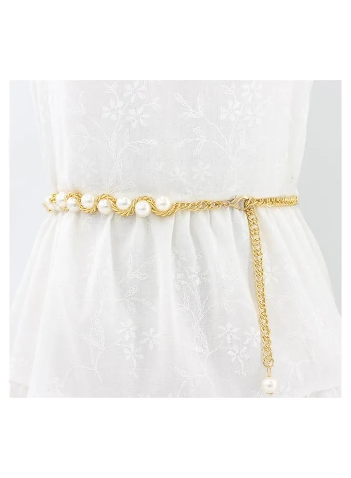 New Womens Pearl Fashion Versatile Decorative Dress Summer Skirt Small Belt