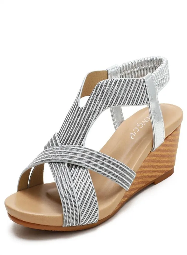 Leisure Fashion Wedge Heel Sandals 5CM Silver