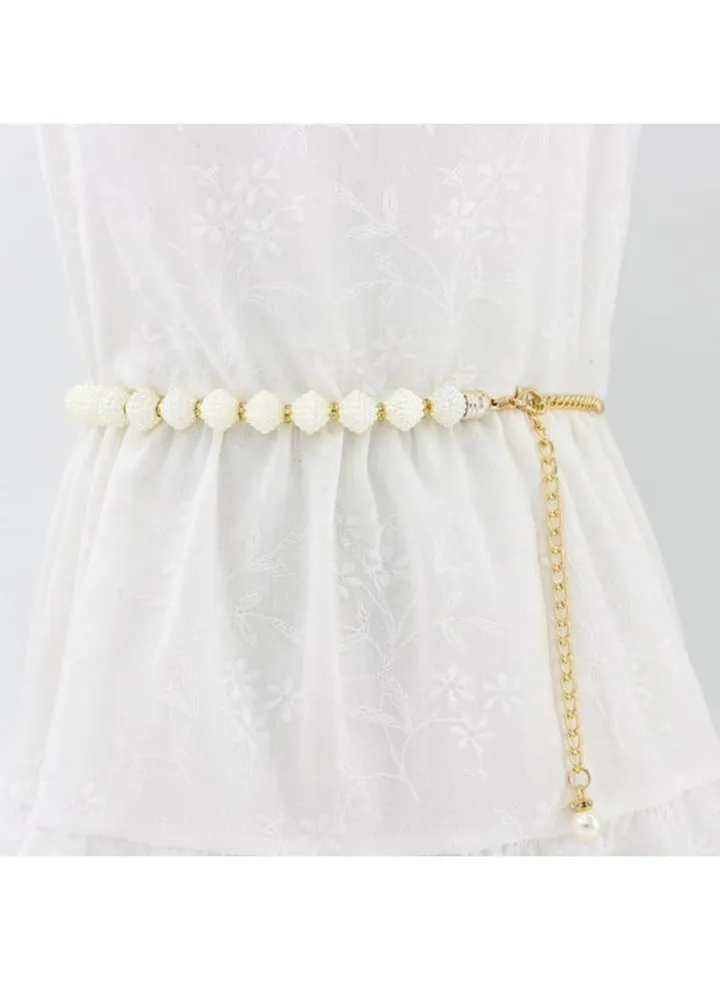 New Womens Pearl Fashion Versatile Decorative Dress Summer Skirt Small Belt