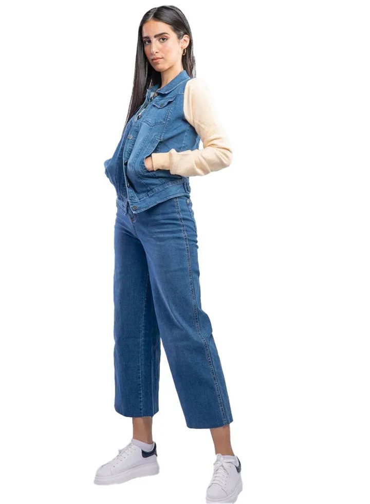 Denim Jacket With Cotton Sleeves