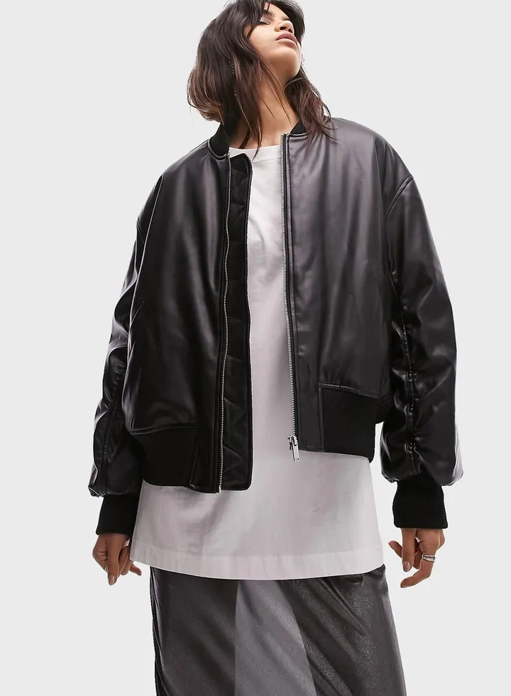 Pu Bomber Jacket