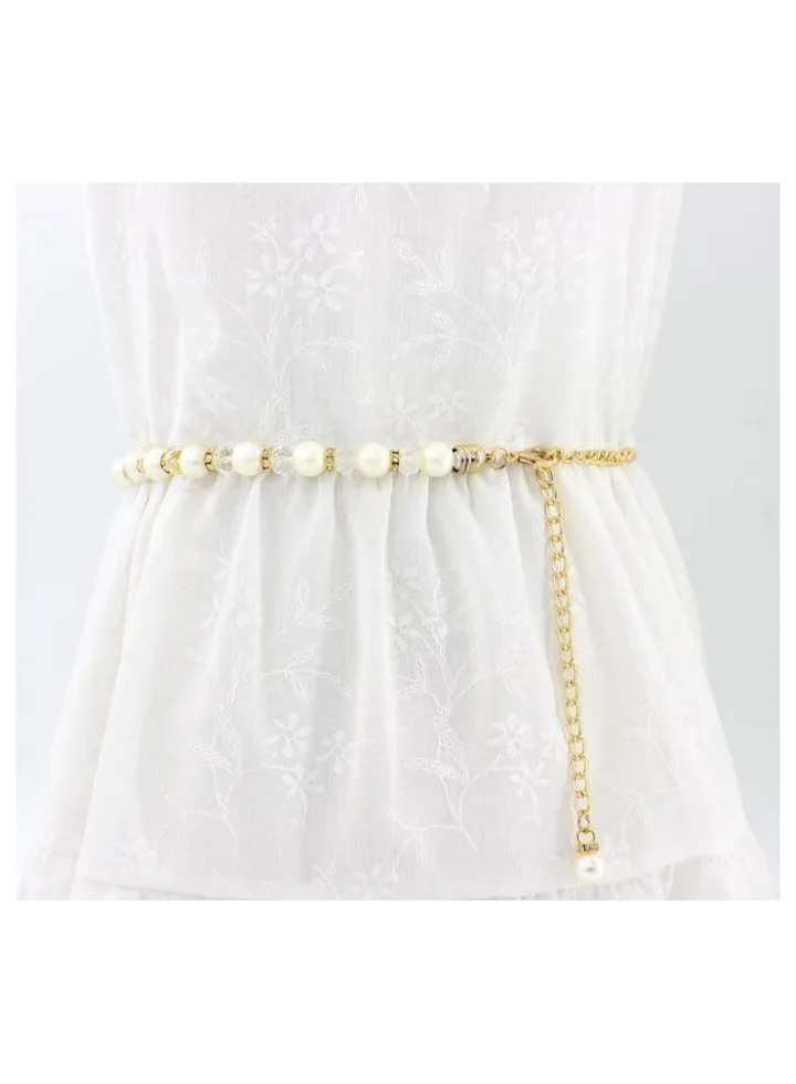 New Womens Pearl Fashion Versatile Decorative Dress Summer Skirt Small Belt