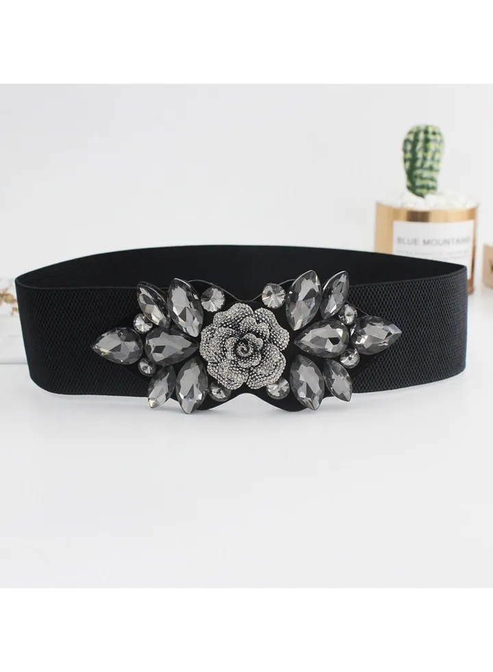 Rose Water Diamond Inlaid Elastic Elastic Waistband
