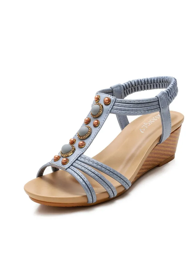 Leisure Fashion Wedge Heel Sandals 5CM Blue