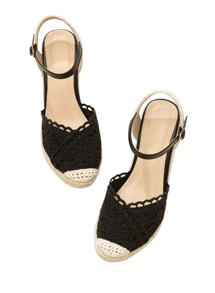 Cotton Lace And Rope Lame Heels