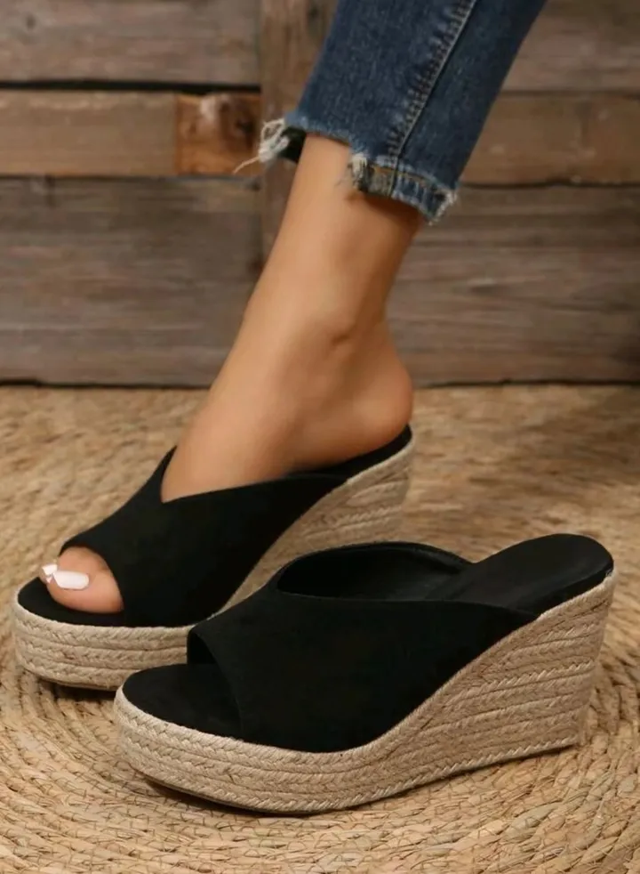 Women Lady Espadrille Wedges Slipper