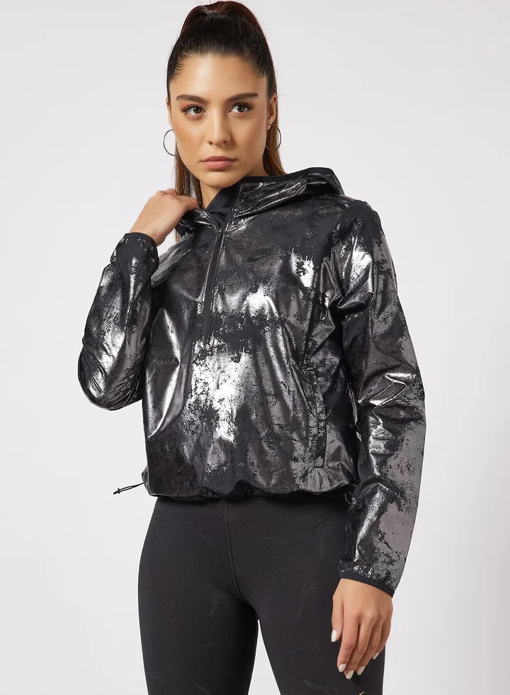 Air Foil Print Running Jacket Black