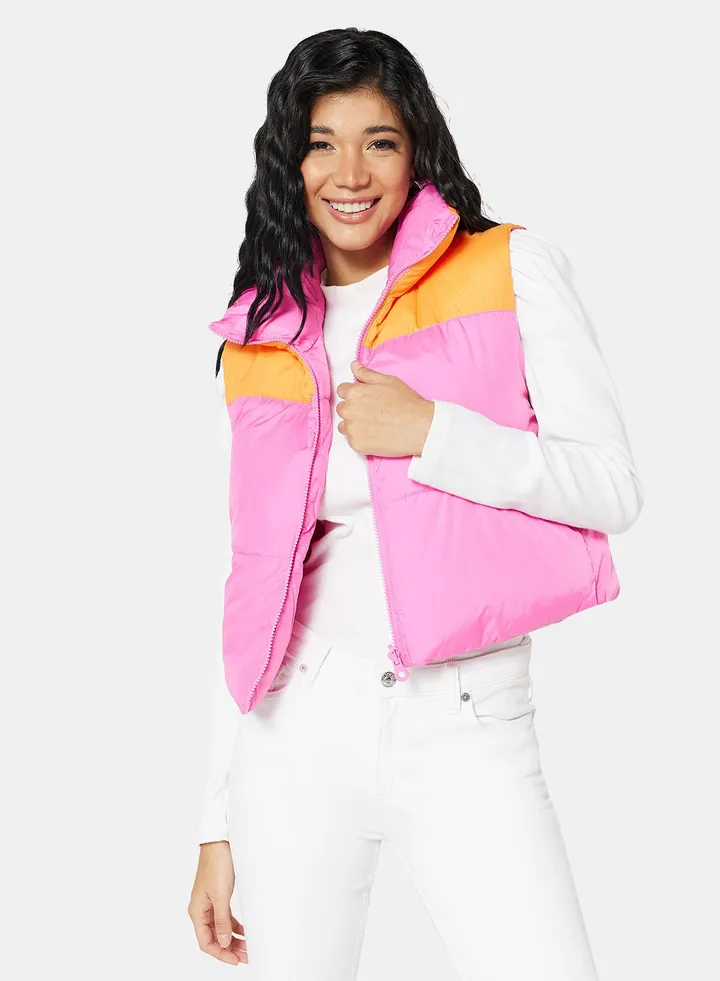 Colourblock Zip Through Gilet