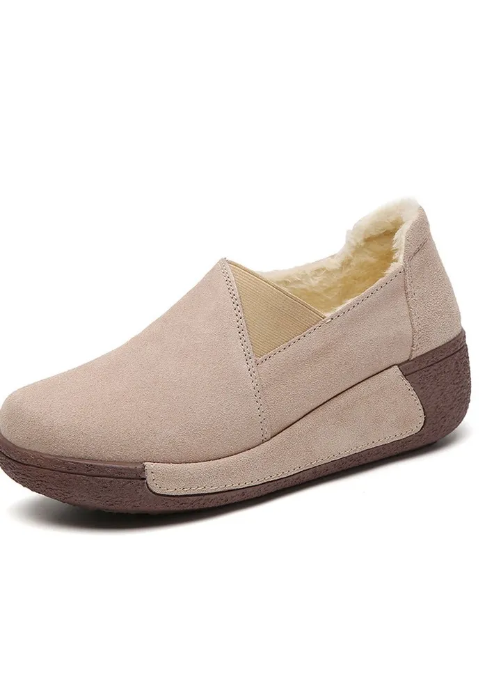 Fashion Thick Sole High Heels Casual Sports Shoes 5CM Beige