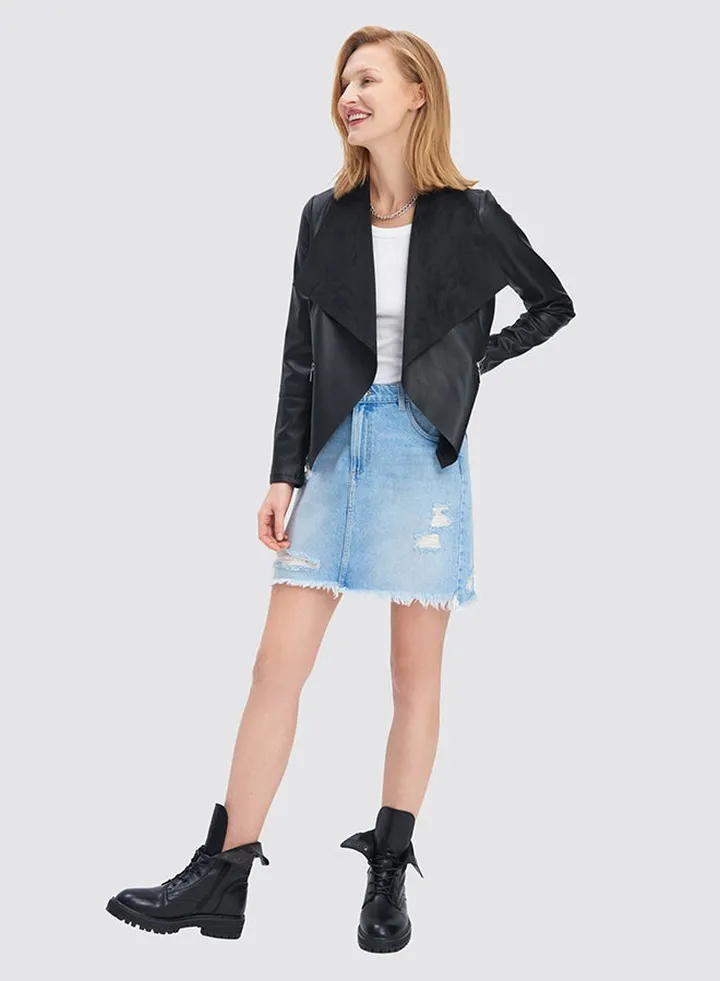 Raw Hem Denim Skirt Blue