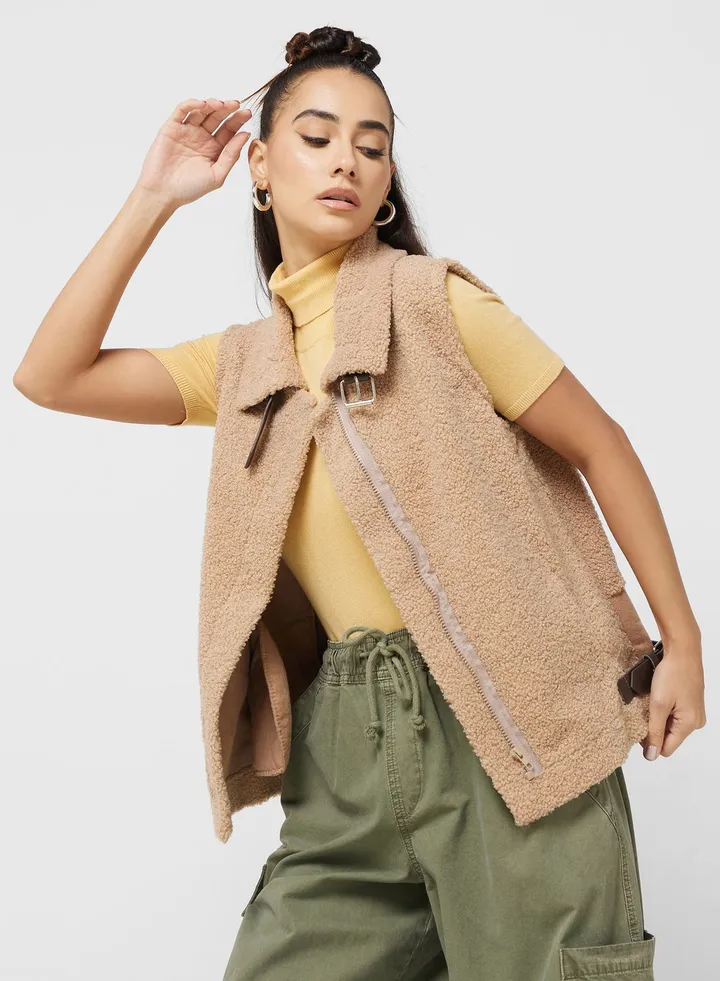 Urban Minx Sleeveless Borg Jacket