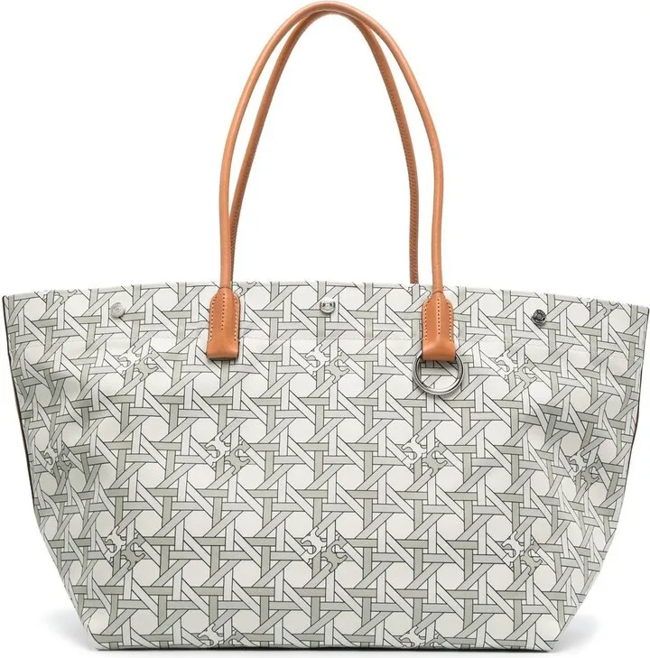 Basketweave-Print Tote Bag