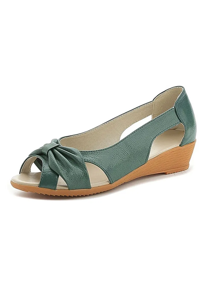 Classic Peep Toe Flat Green