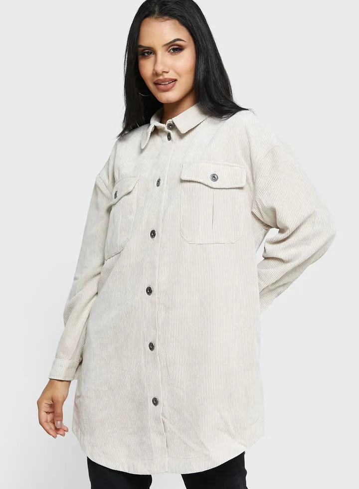Pocket Detail Longline Shacket