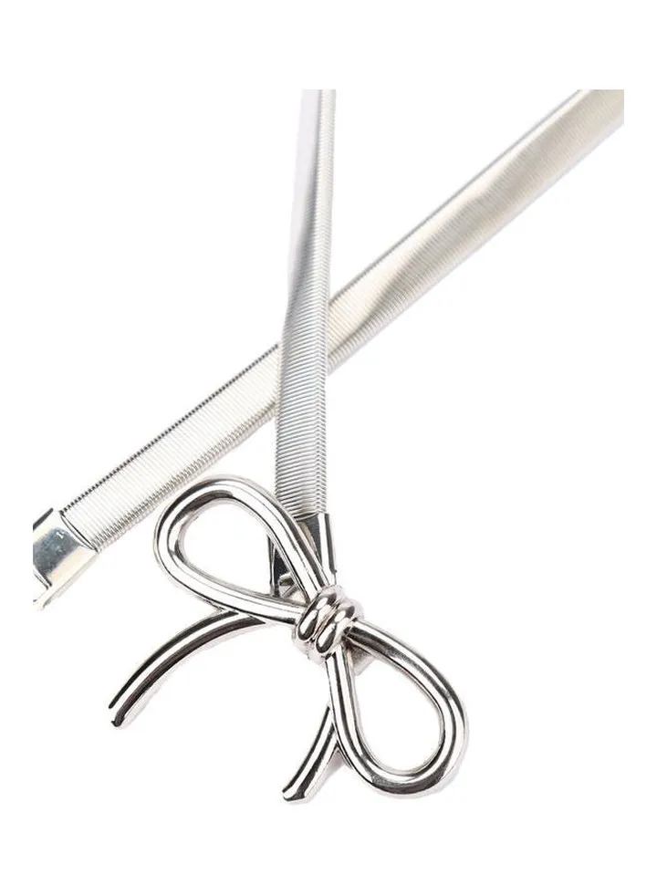 Skinny Elastic Waistband Silver