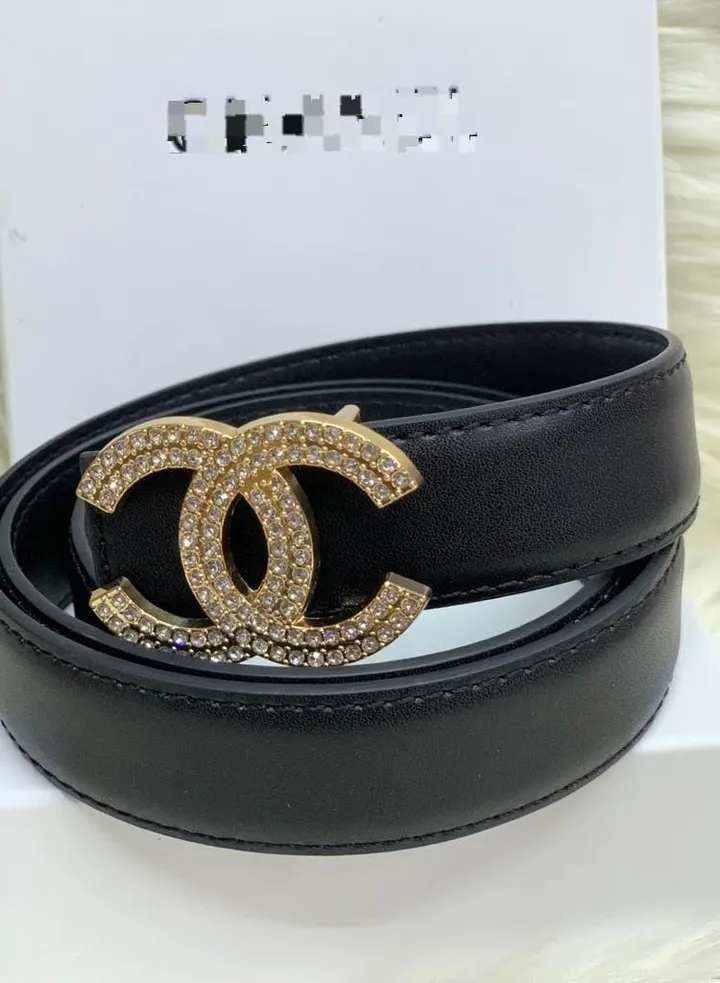 Sweet Rhinestone Leather Belt Women's Letter G Smooth Buckle Belt Cowhide Pants Belt Women