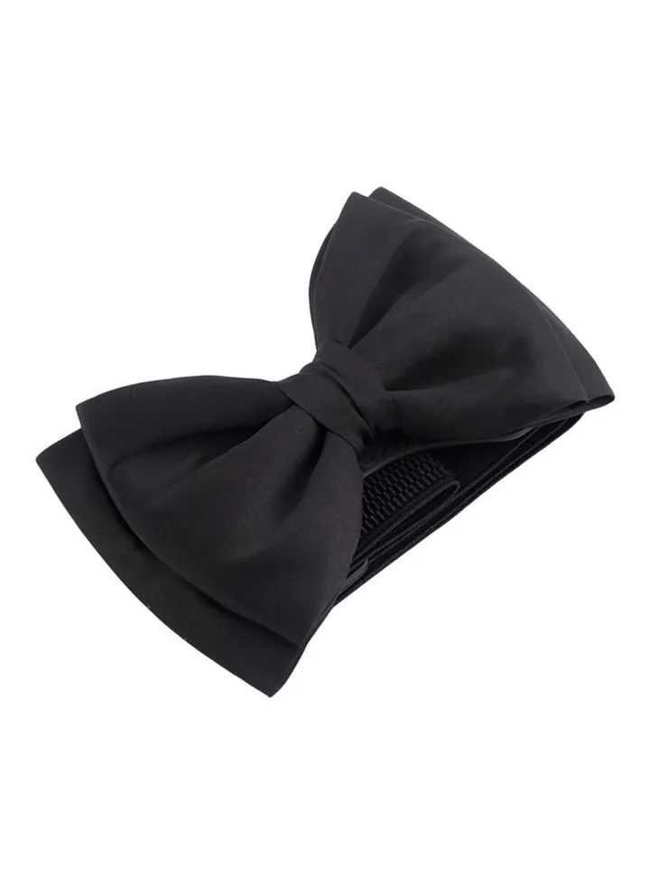 Bowknot Elastic Wide Stretch Bow Buckle Waist Belt Black