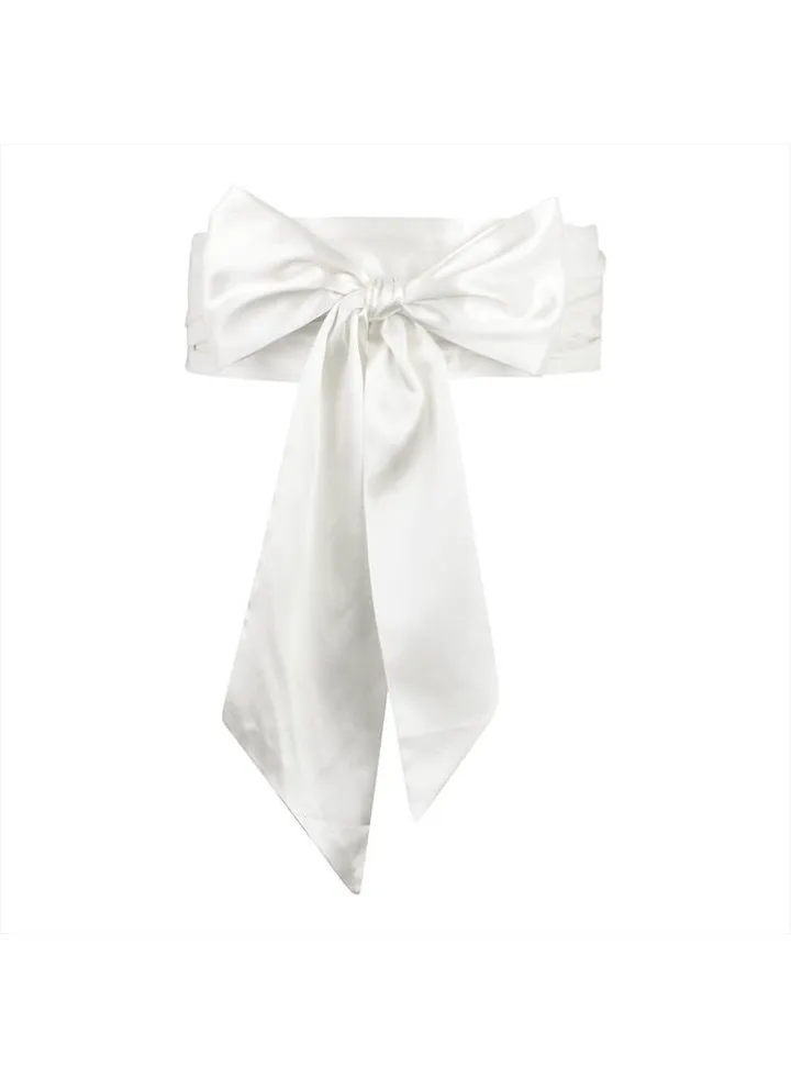 Bridal Wedding Bridesmaid Satin Long Sash Belt (Ivory, 10 CM X 250 CM)