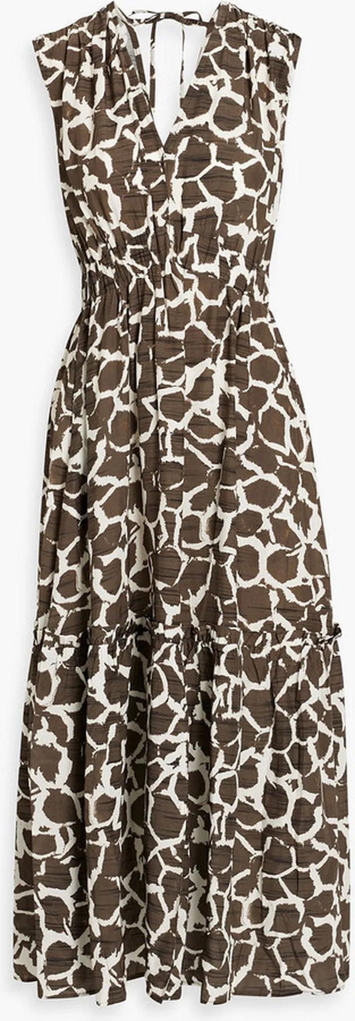 Clarissa gathered printed crepe de chine midi dress