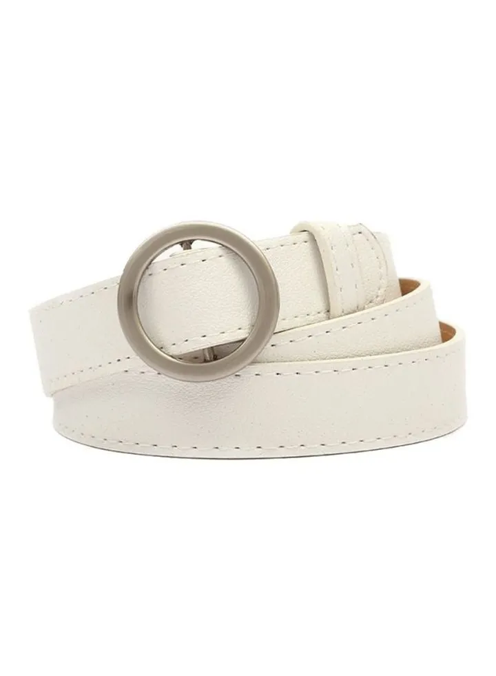 Vintage O-Ring Buckle Belt White/Silver