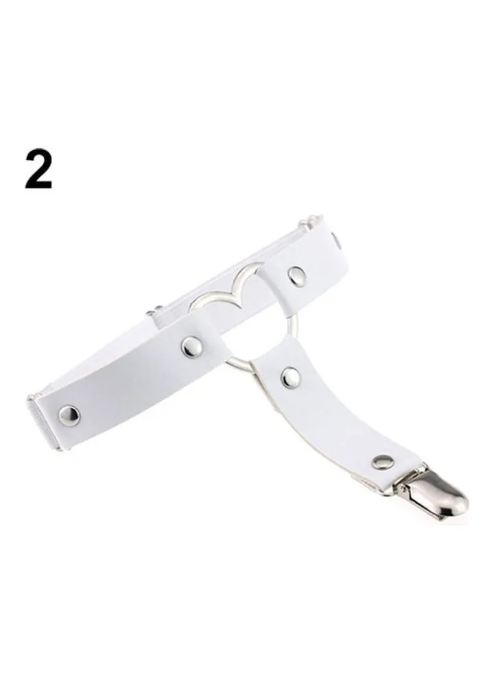 Heart Shape Buckle Belt White