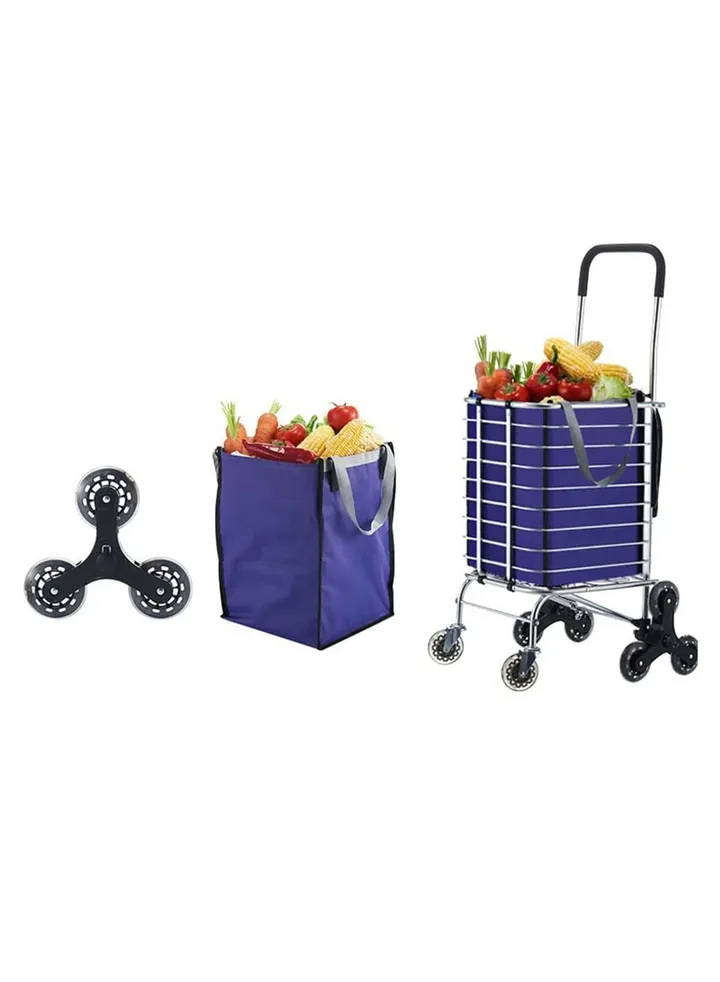 COOLBABY Shopping Carts Family Carts With Cover Oxford Cloth Bags Triangle Wheel,For Parents Old People Out Shopping Purple