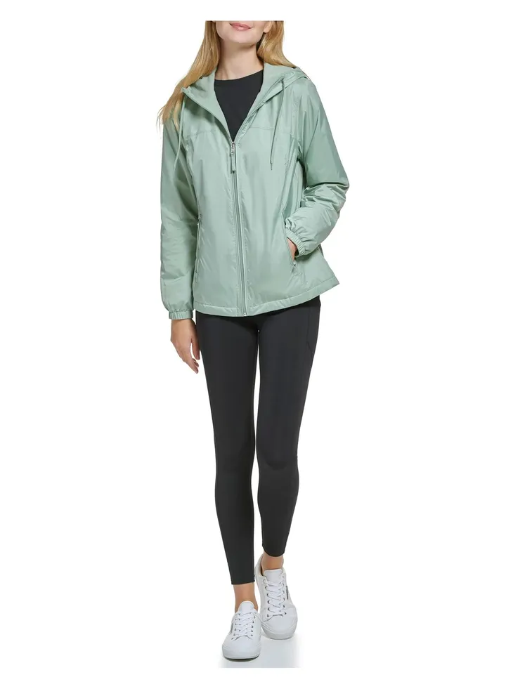Calvin Klein Jeans Womens Zip Front Windbreaker, Iced Sage, X-Large