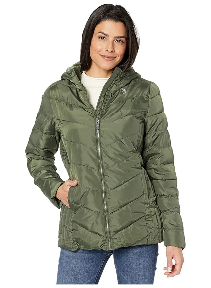 U.S. POLO ASSN. Narrow Channel w/Hood Cozy Lining Olive LG