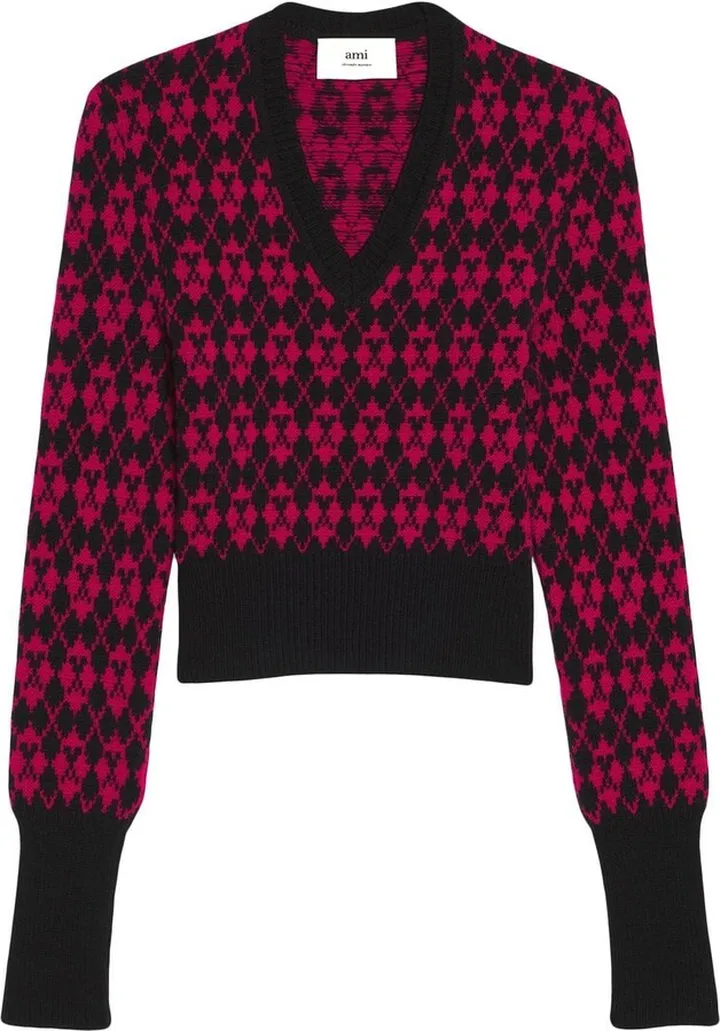 Ami de Coeur-pattern V-neck jumper