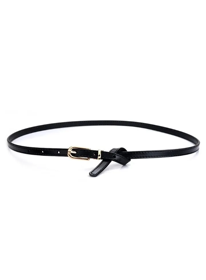 Black Leather Belt For Women Black/Gold