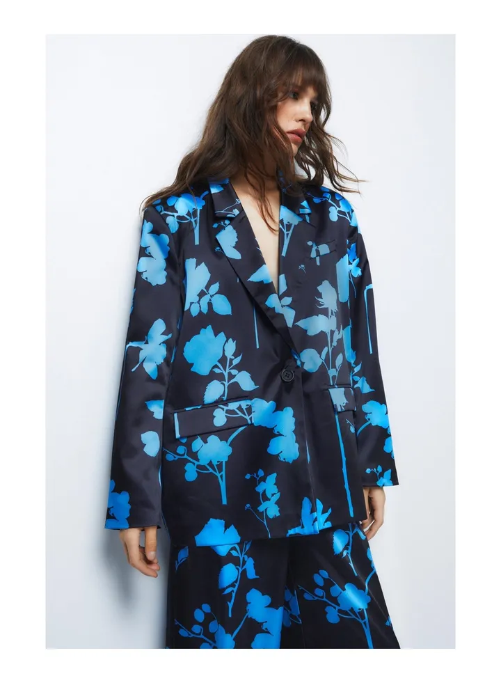Premium Satin Floral Printed Blazer