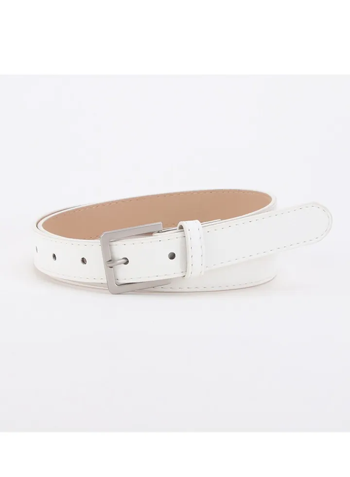 Simple Minimalist Wind Decoration Women Coat Jeans Belt Hair 105cm White